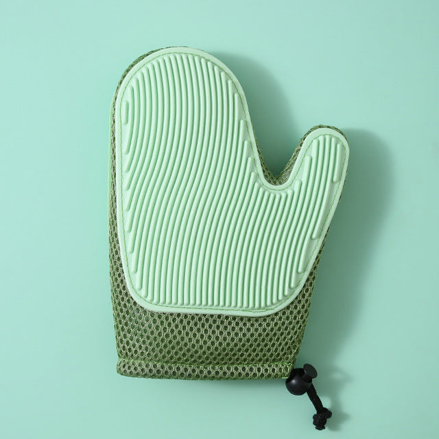 Guantes de masaje de silicona y cepillos para eliminar el pelo de mascotas