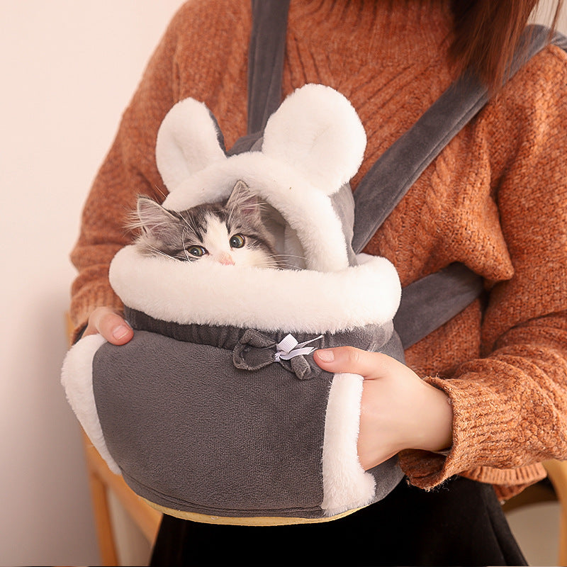 Combo de mochila adorable para gatos y cama para gatos de interior
