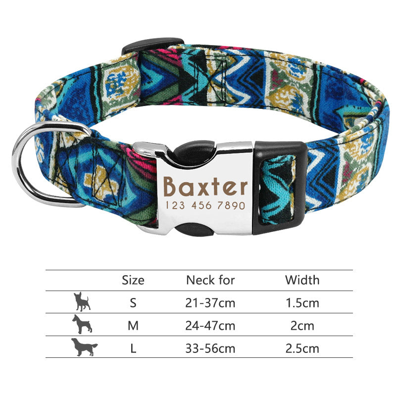 Collar Ajustable de Nailon Personalizado para Perros y Gatos