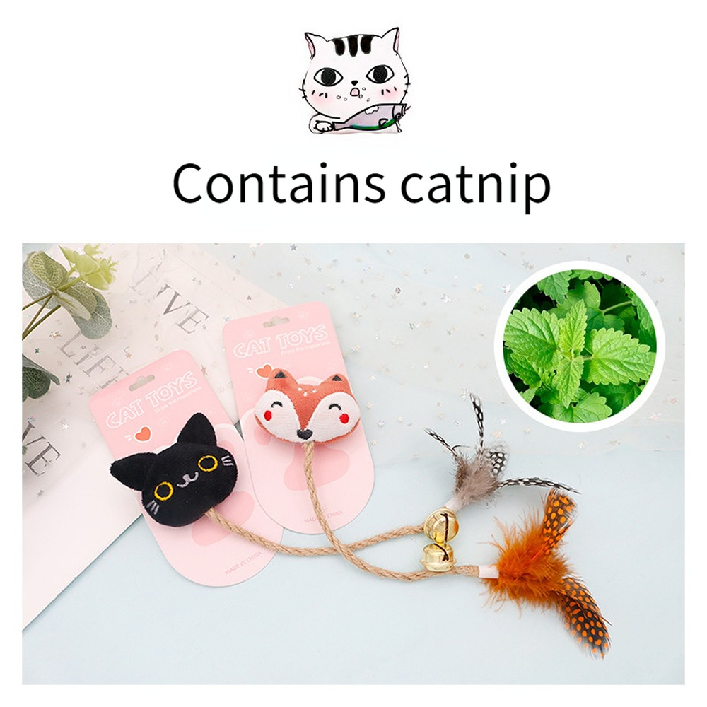 Juguete Gracioso para Gatos con Pluma, Campana y Cuerda de Cáñamo