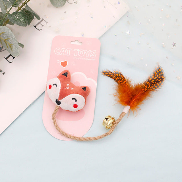 Juguete Gracioso para Gatos con Pluma, Campana y Cuerda de Cáñamo