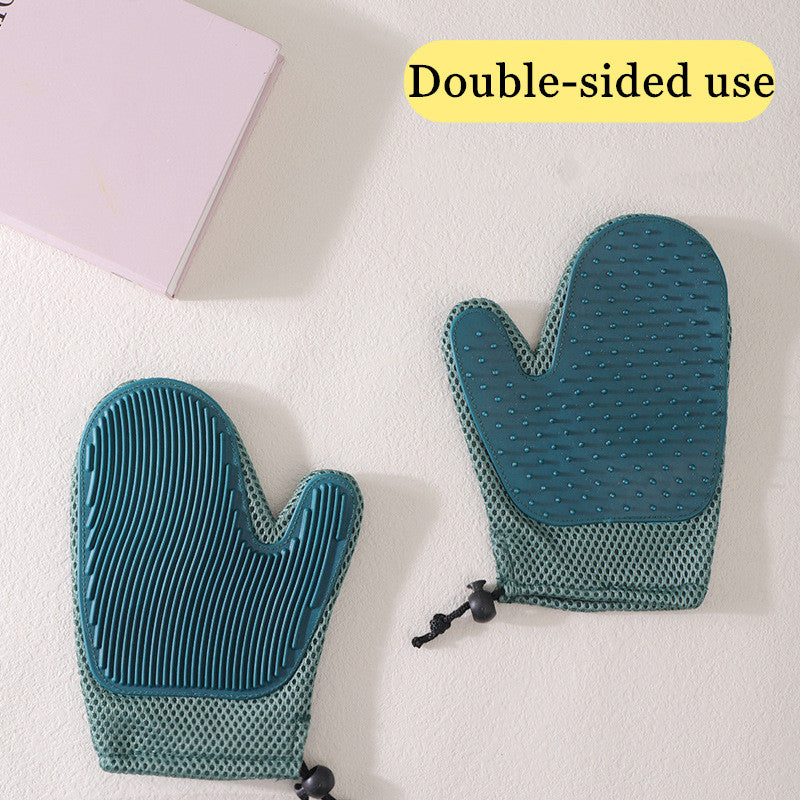 Guantes de masaje de silicona y cepillos para eliminar el pelo de mascotas