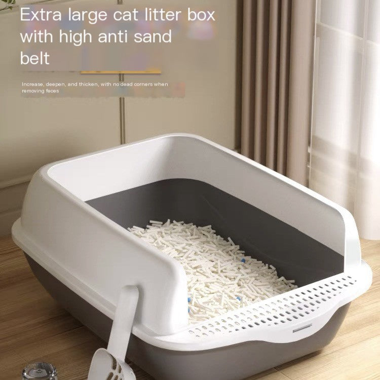 Caja de Arena Semi-Cerrada Grande para Gatos con Partes Removibles
