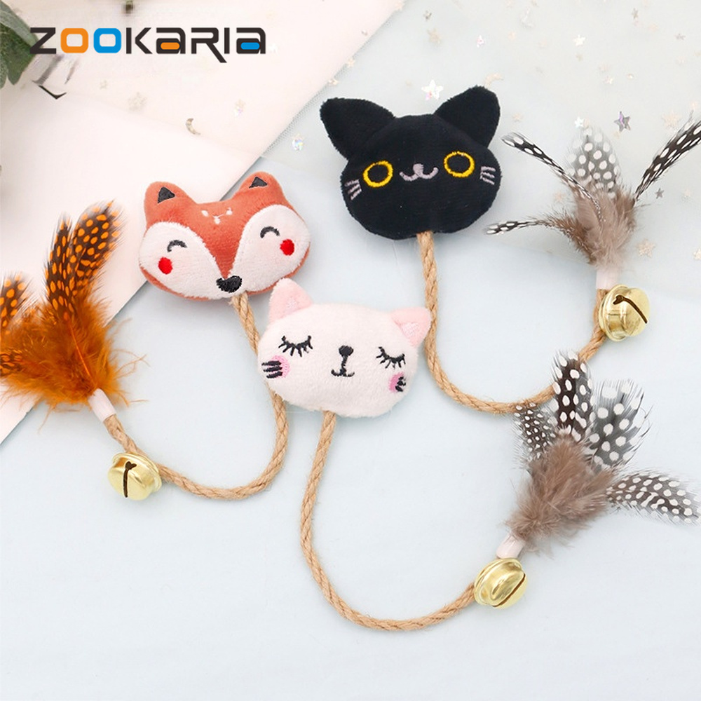 Juguete Gracioso para Gatos con Pluma, Campana y Cuerda de Cáñamo