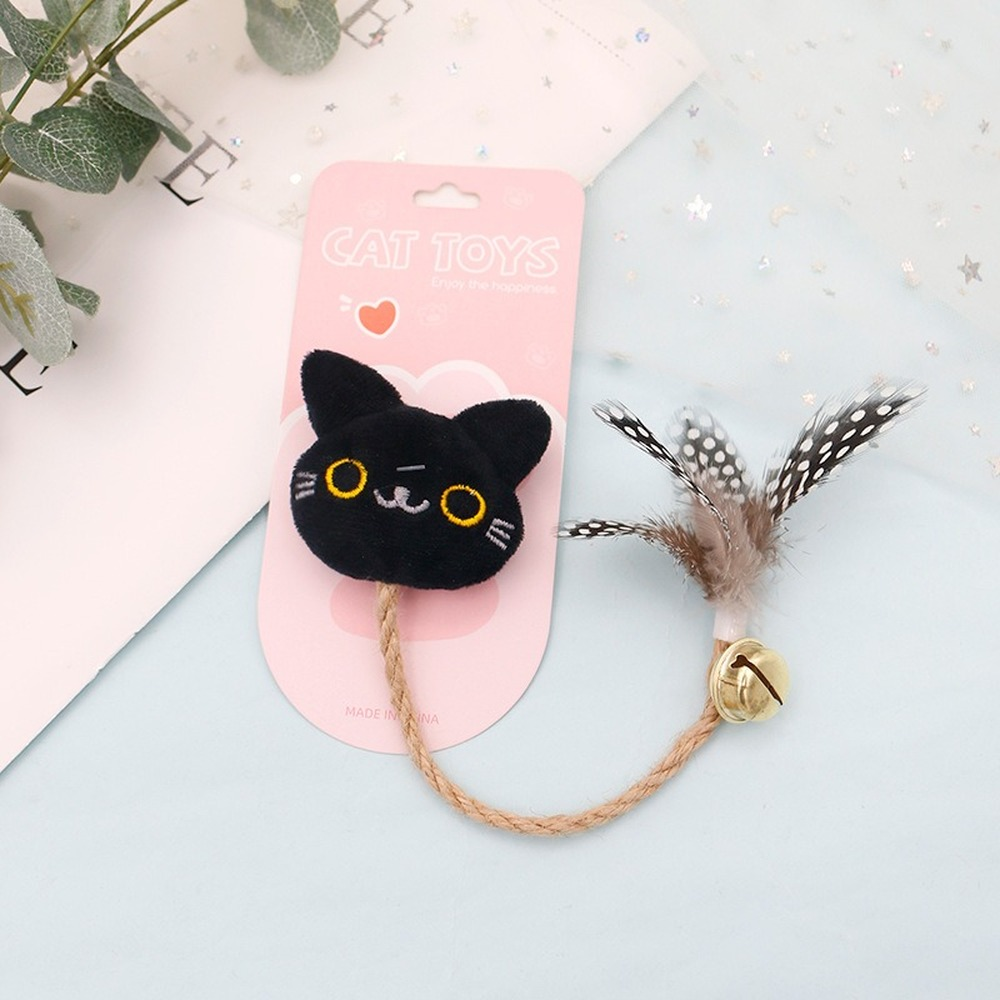 Juguete Gracioso para Gatos con Pluma, Campana y Cuerda de Cáñamo