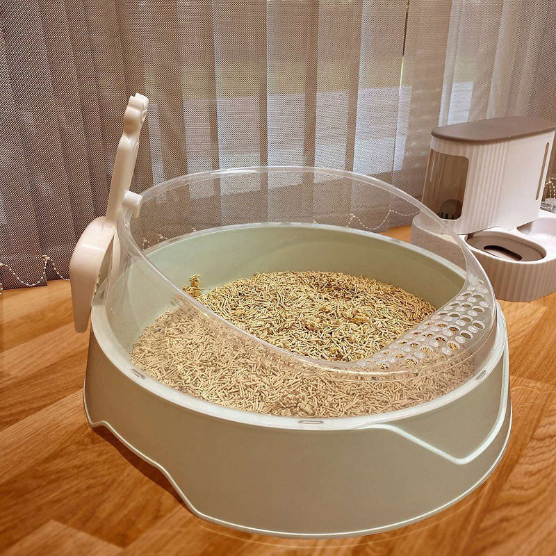 Caja de Arena para Gatos Grande Semi-Cerrada con Pala