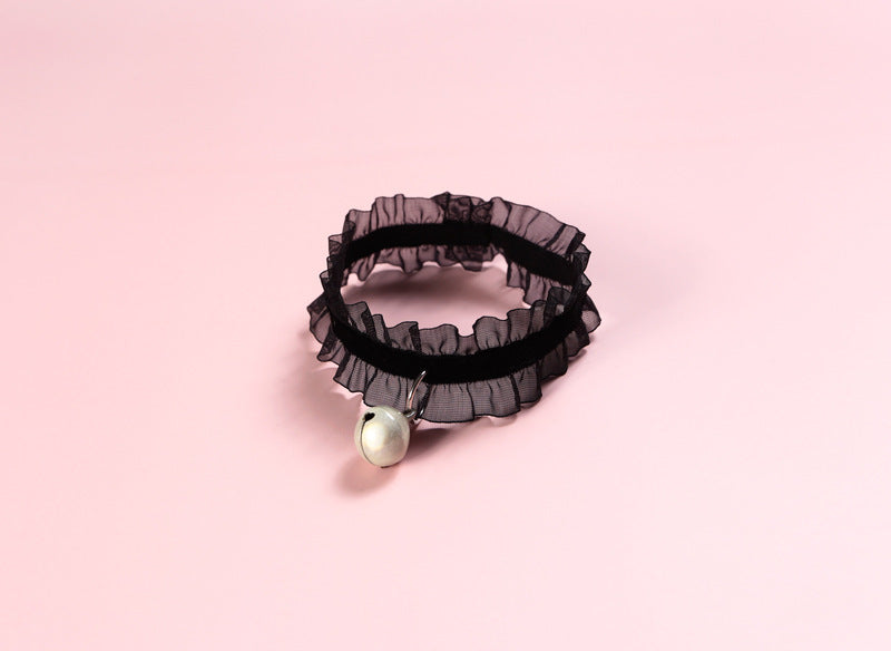 Collar Ajustable de Encaje de Terciopelo con Repelente de Insectos para Mascotas