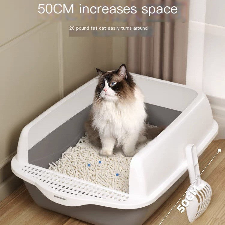 Caja de Arena Semi-Cerrada Grande para Gatos con Partes Removibles
